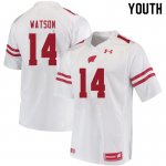 Youth Wisconsin Badgers NCAA #14 Nakia Watson White Authentic Under Armour Stitched College Football Jersey SW31C60MQ
